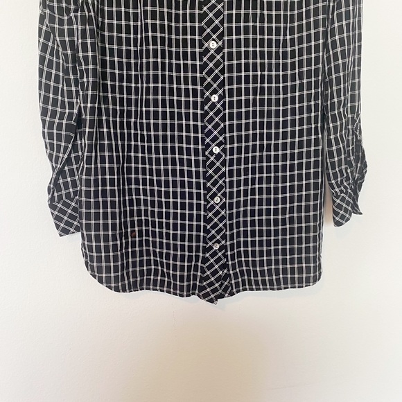 J. Jill Plaid Button Back Tunic Blouse Longline Windowpane Black/White Sz Small - Picture 8 of 9